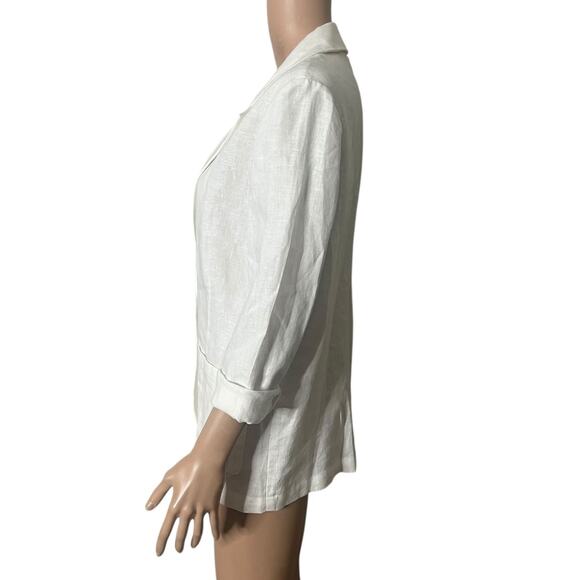 Garnet Hill White Linen Blazer Womens XS Lightweight Roll-Sleeve Single-Breasted - Picture 10 of 11